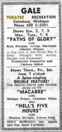 Gale Theatre - 04 May 1958 Ad (newer photo)